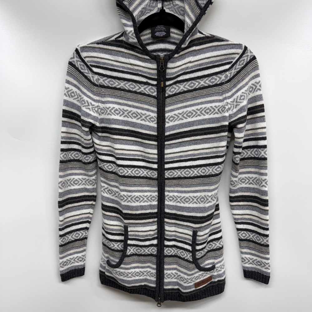 Sherpa Adventure Gear Women Fair Isle Full Zip Hoodie Sweater X Small Wool Blend